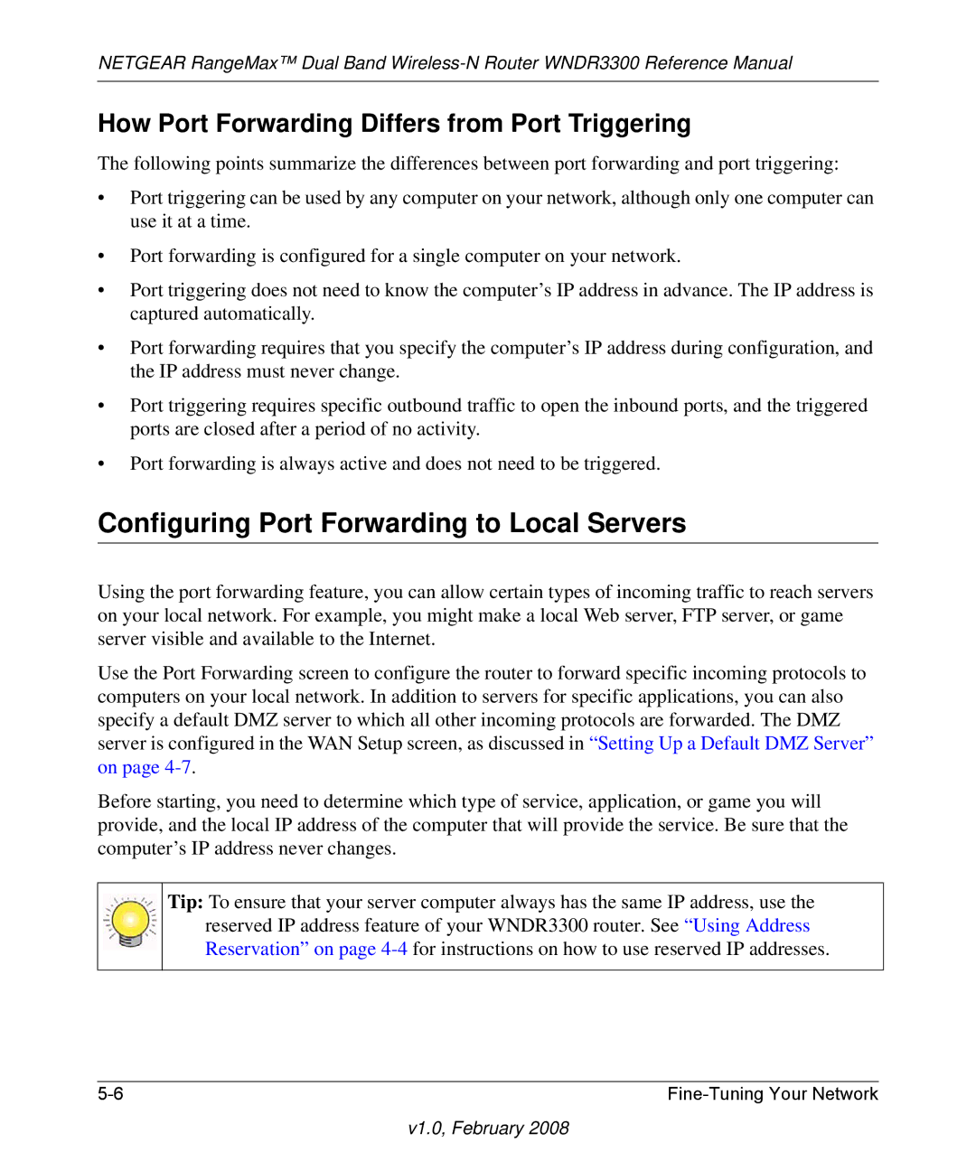 NETGEAR WNDR3300 manual Configuring Port Forwarding to Local Servers, How Port Forwarding Differs from Port Triggering 