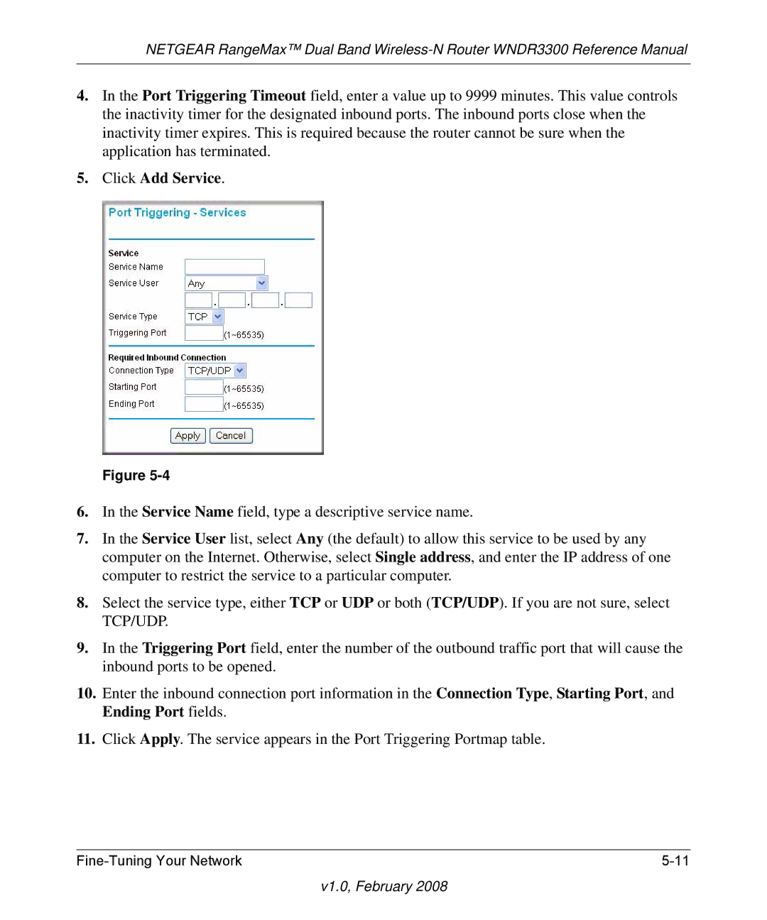 NETGEAR WNDR3300 manual Click Add Service 