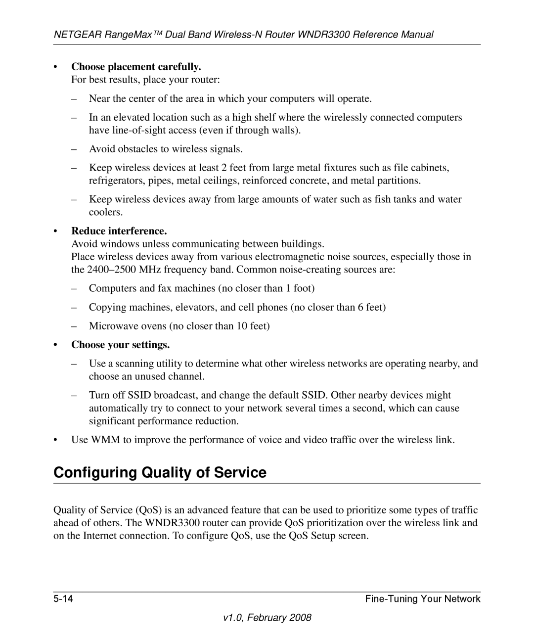 NETGEAR WNDR3300 manual Configuring Quality of Service, Reduce interference 