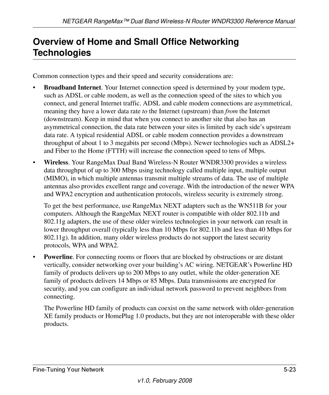 NETGEAR WNDR3300 manual Overview of Home and Small Office Networking Technologies 