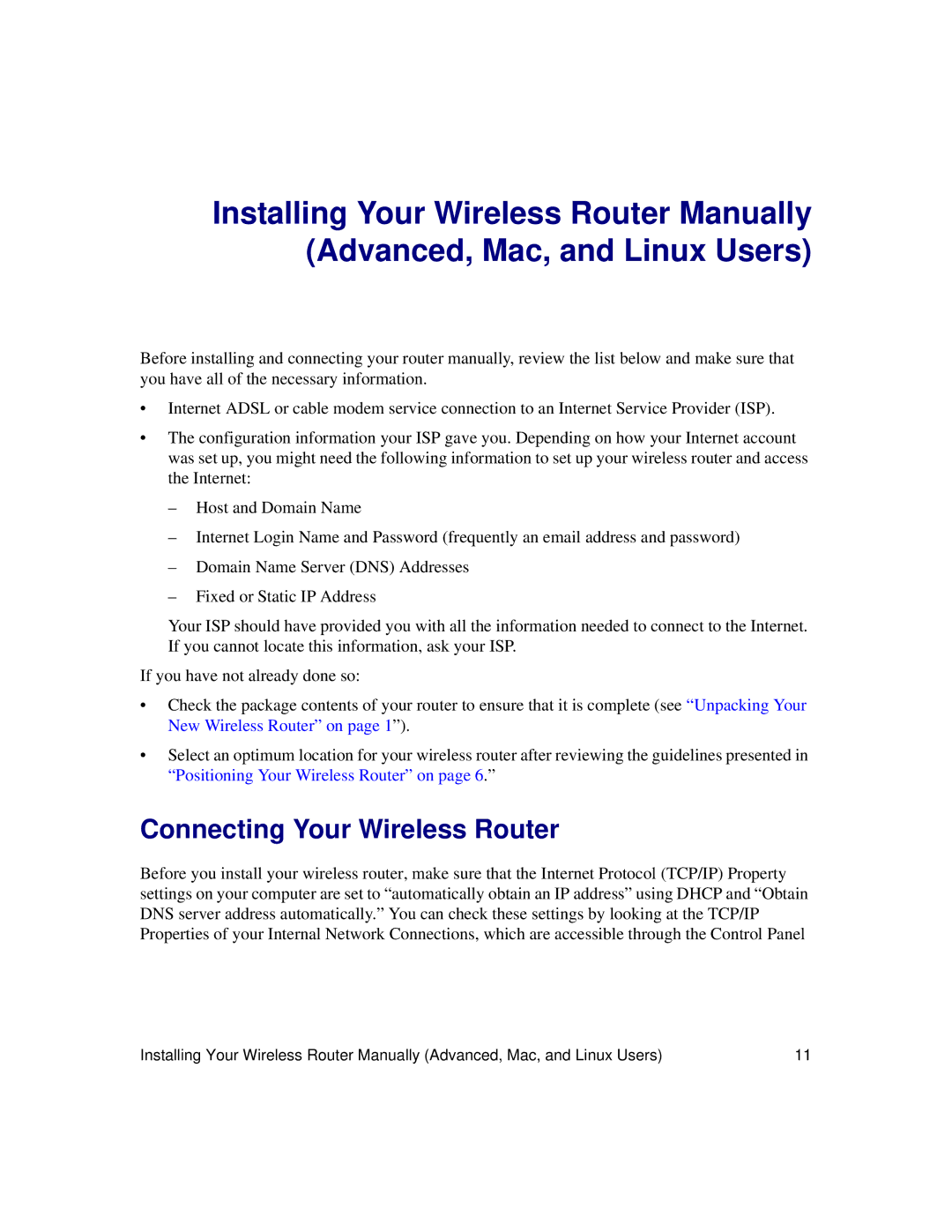 NETGEAR WNDR3300f manual Connecting Your Wireless Router 