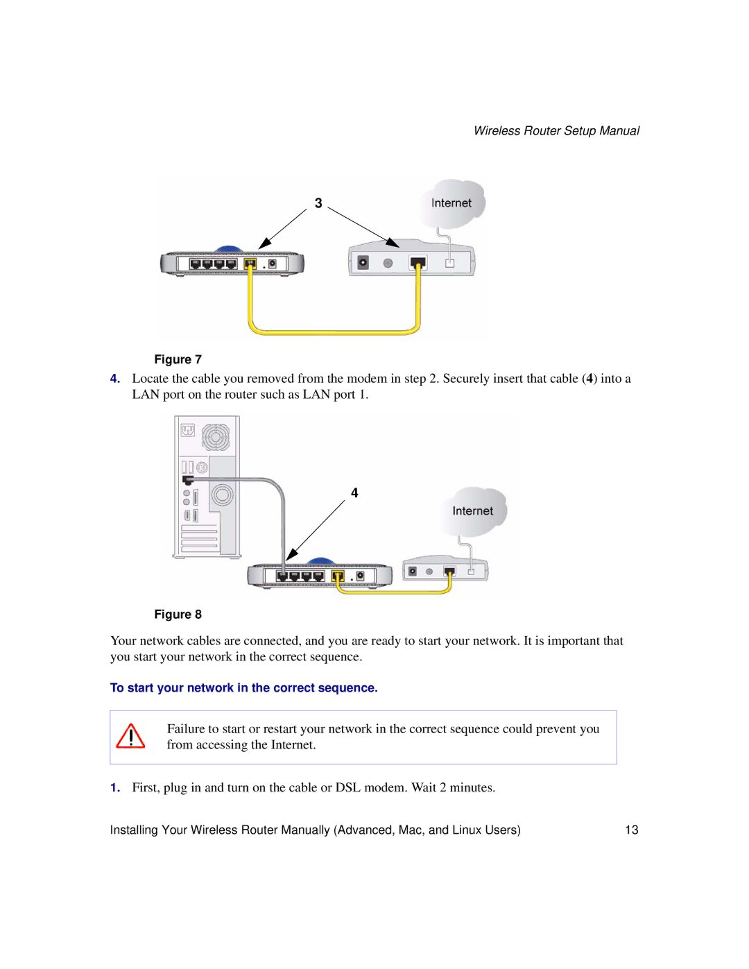 NETGEAR WNDR3300f manual To start your network in the correct sequence 