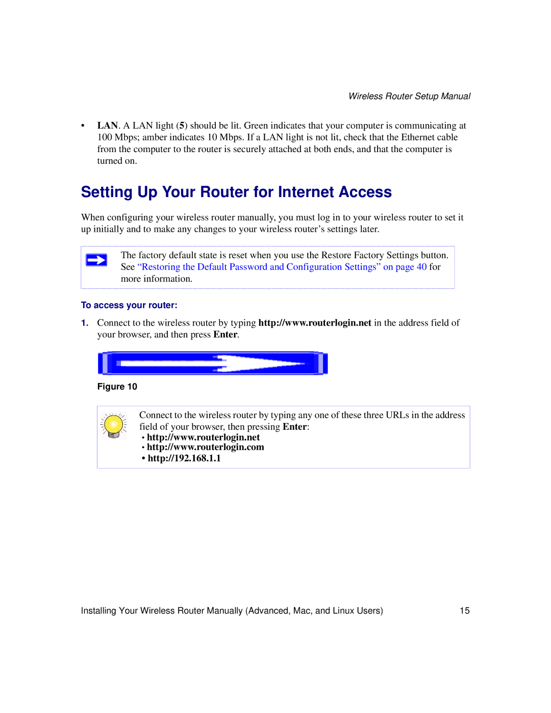 NETGEAR WNDR3300f manual Setting Up Your Router for Internet Access, Http//192.168.1.1 