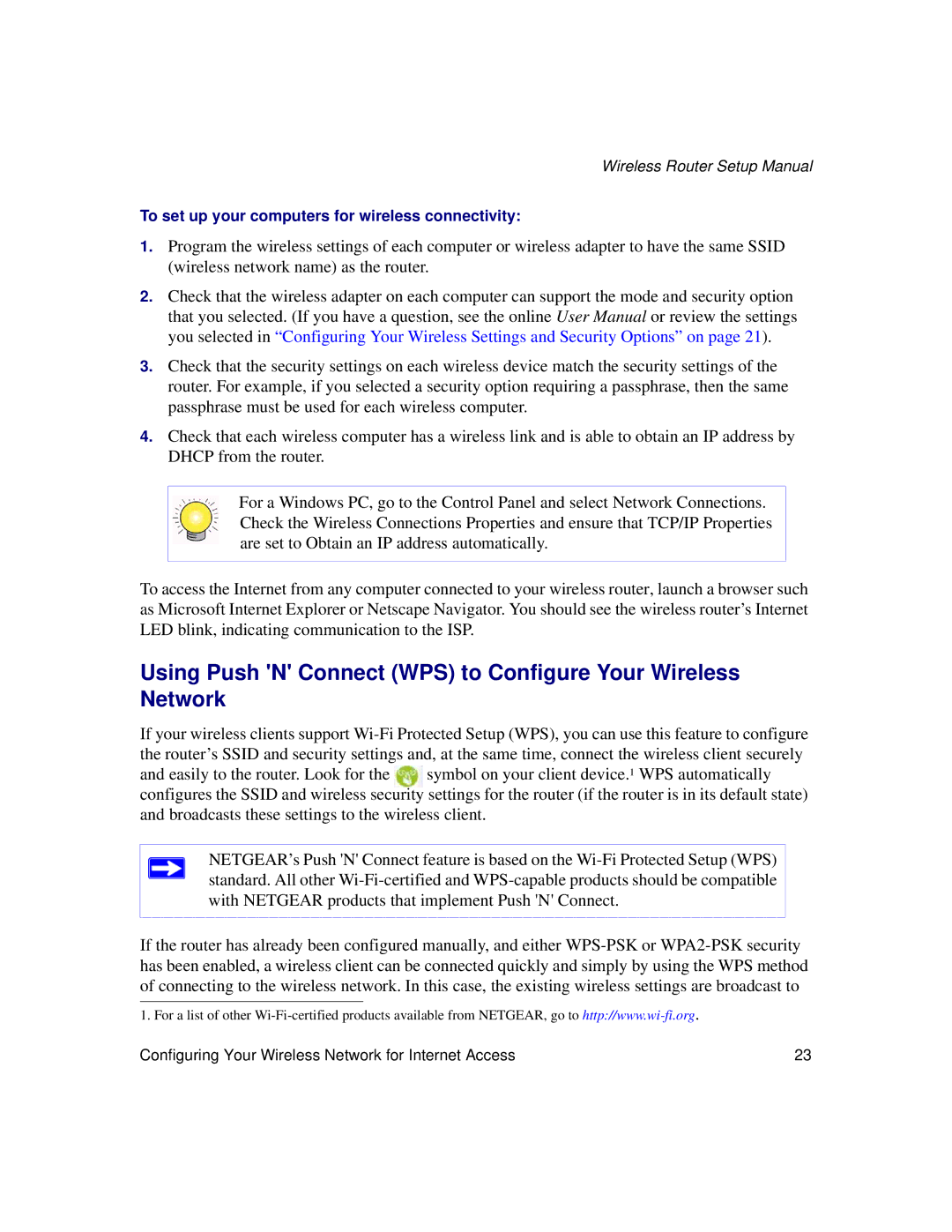 NETGEAR WNDR3300f manual Using Push N Connect WPS to Configure Your Wireless Network 