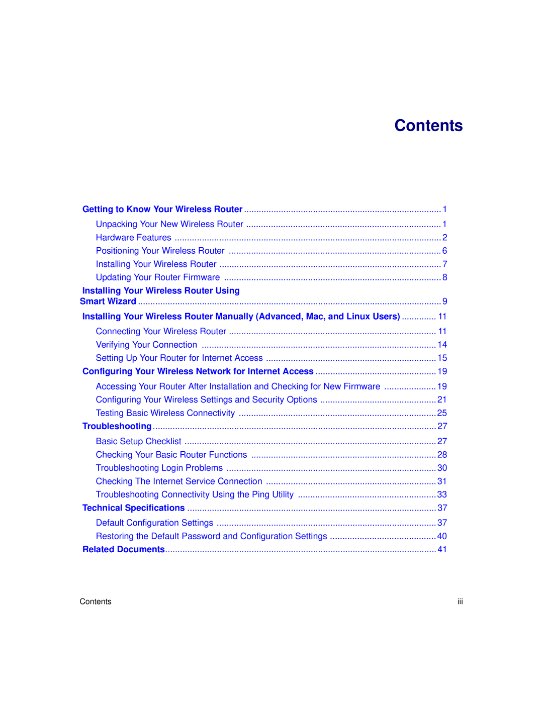 NETGEAR WNDR3300f manual Contents 