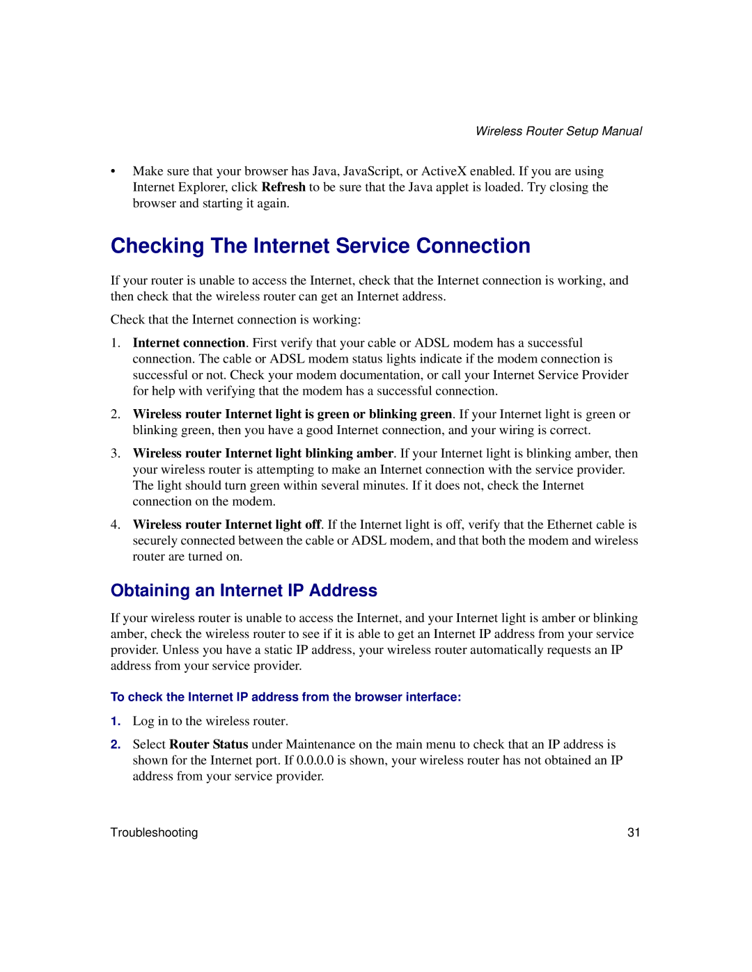 NETGEAR WNDR3300f manual Checking The Internet Service Connection, Obtaining an Internet IP Address 