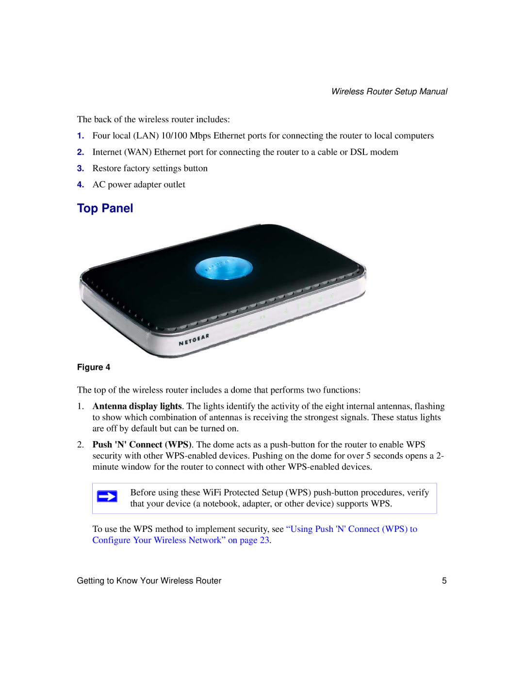 NETGEAR WNDR3300f manual Top Panel 