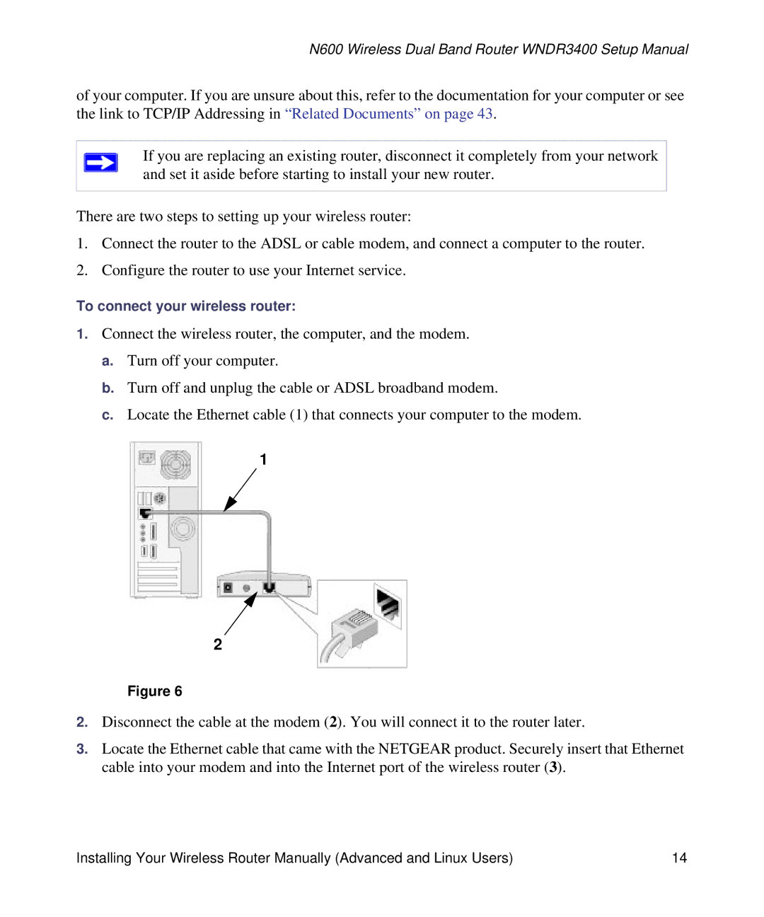 NETGEAR WNDR3400-100NAS manual To connect your wireless router 