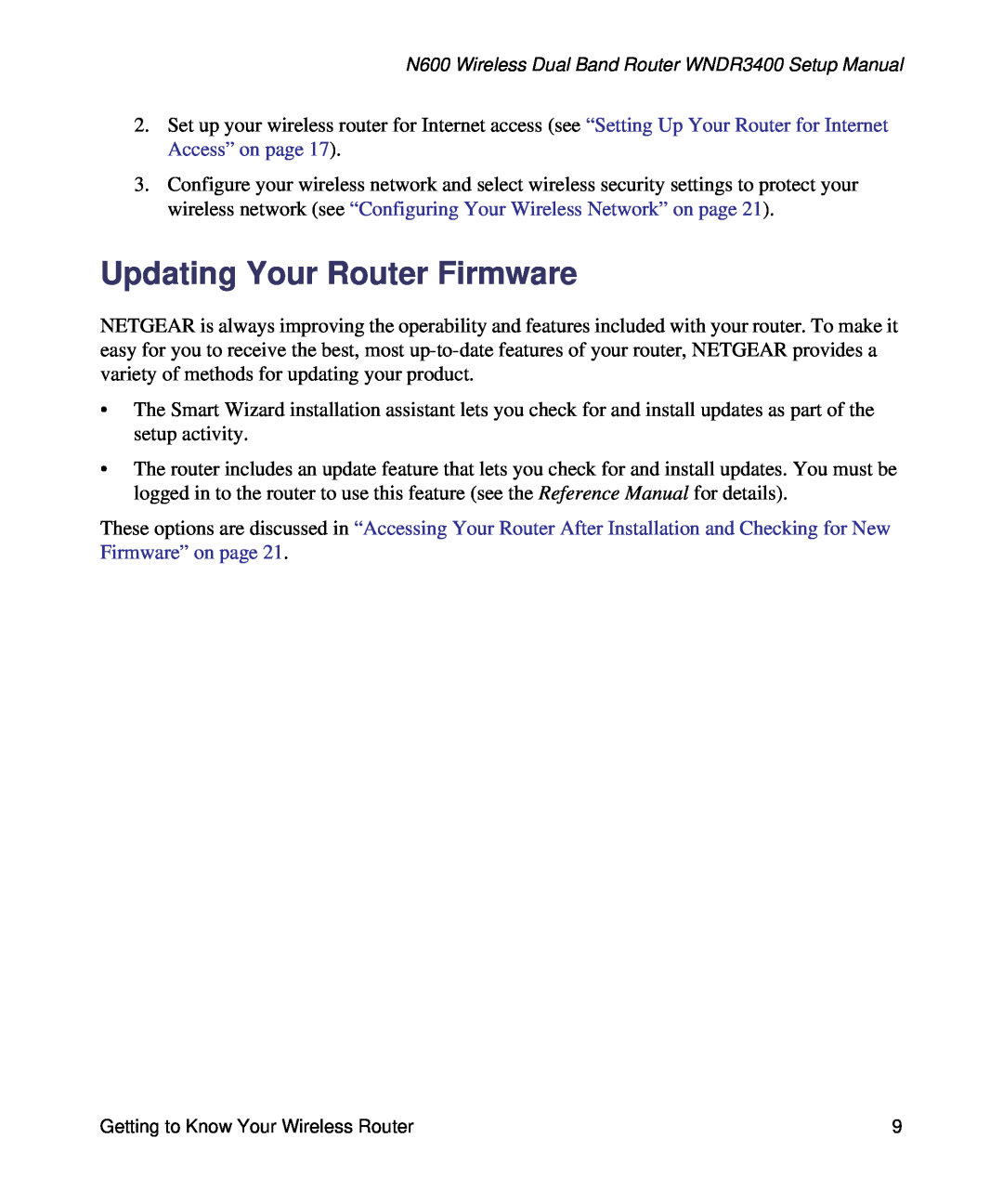 NETGEAR WNDR3400-100NAS manual Updating Your Router Firmware 