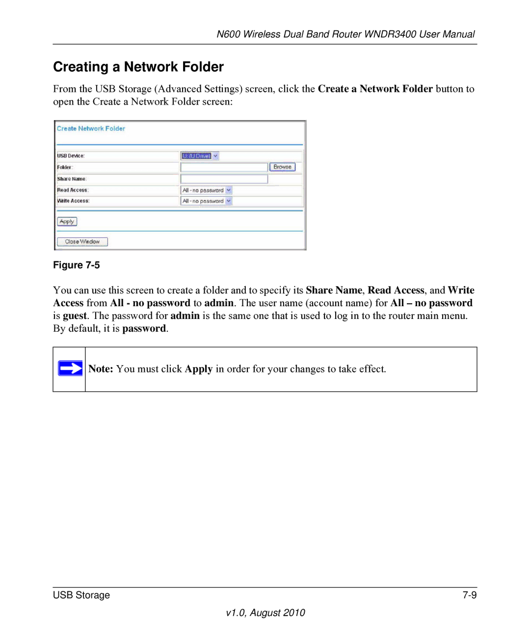 NETGEAR WNDR3400 user manual Creating a Network Folder 