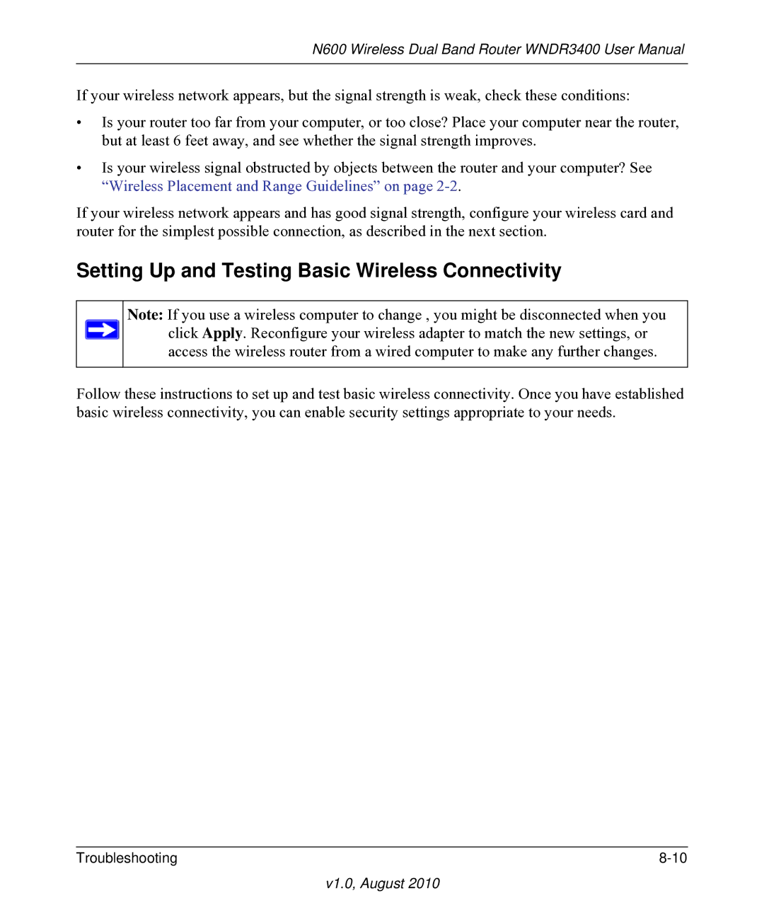 NETGEAR WNDR3400 user manual Setting Up and Testing Basic Wireless Connectivity 