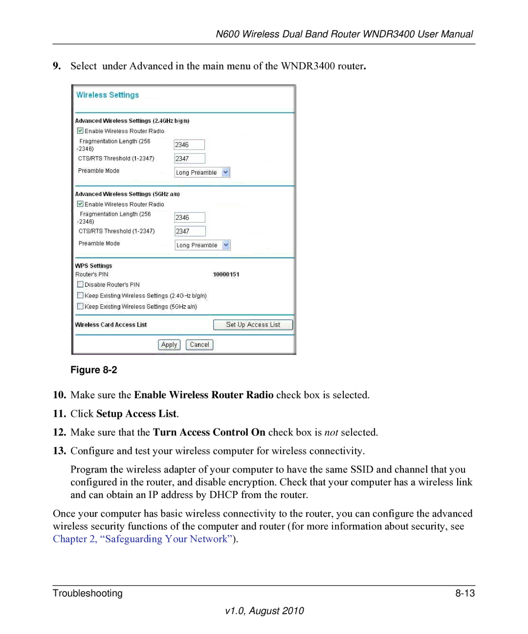 NETGEAR WNDR3400 user manual Click Setup Access List 