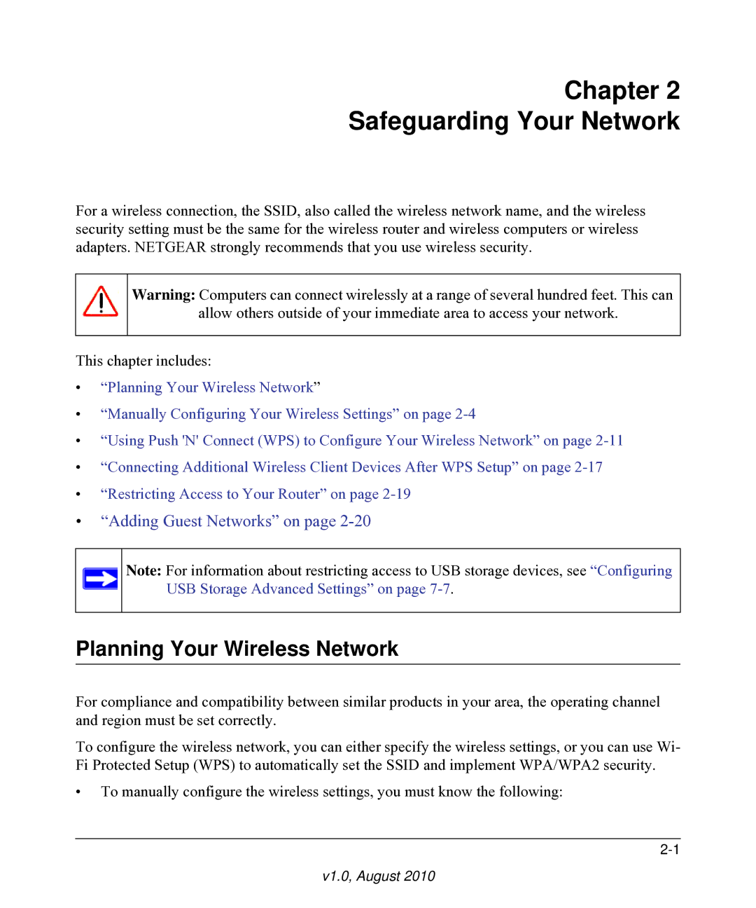 NETGEAR WNDR3400 user manual Chapter Safeguarding Your Network, Planning Your Wireless Network 