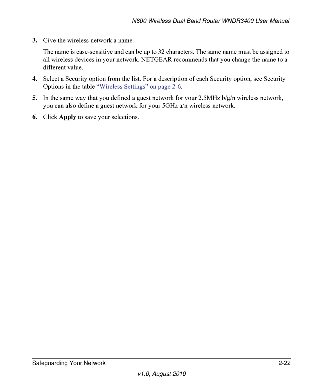 NETGEAR WNDR3400 user manual V1.0, August 