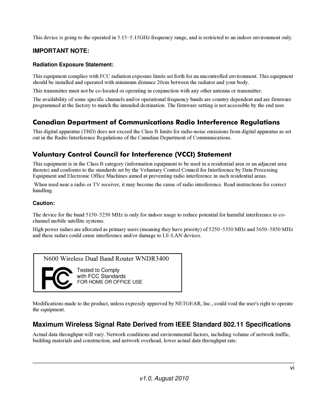 NETGEAR WNDR3400 user manual Voluntary Control Council for Interference Vcci Statement, Radiation Exposure Statement 