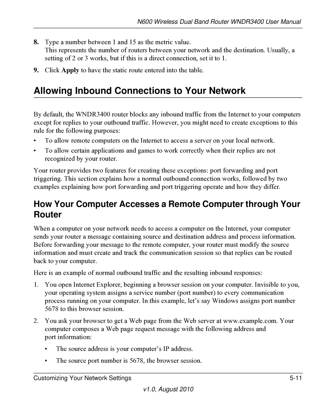 NETGEAR WNDR3400 user manual Allowing Inbound Connections to Your Network 