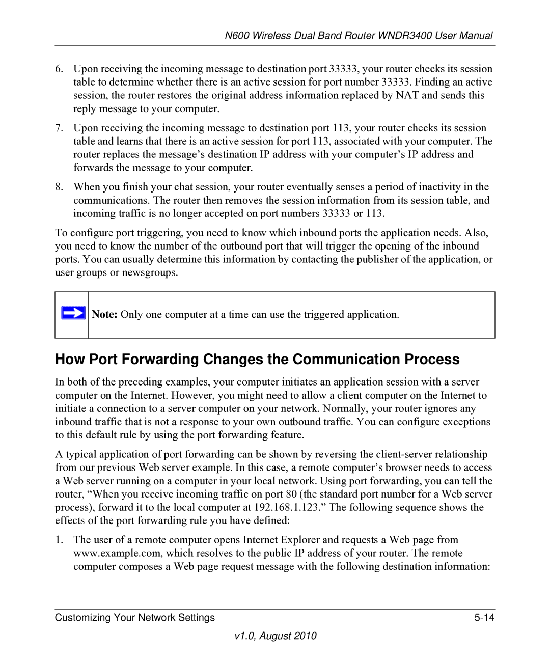 NETGEAR WNDR3400 user manual How Port Forwarding Changes the Communication Process 