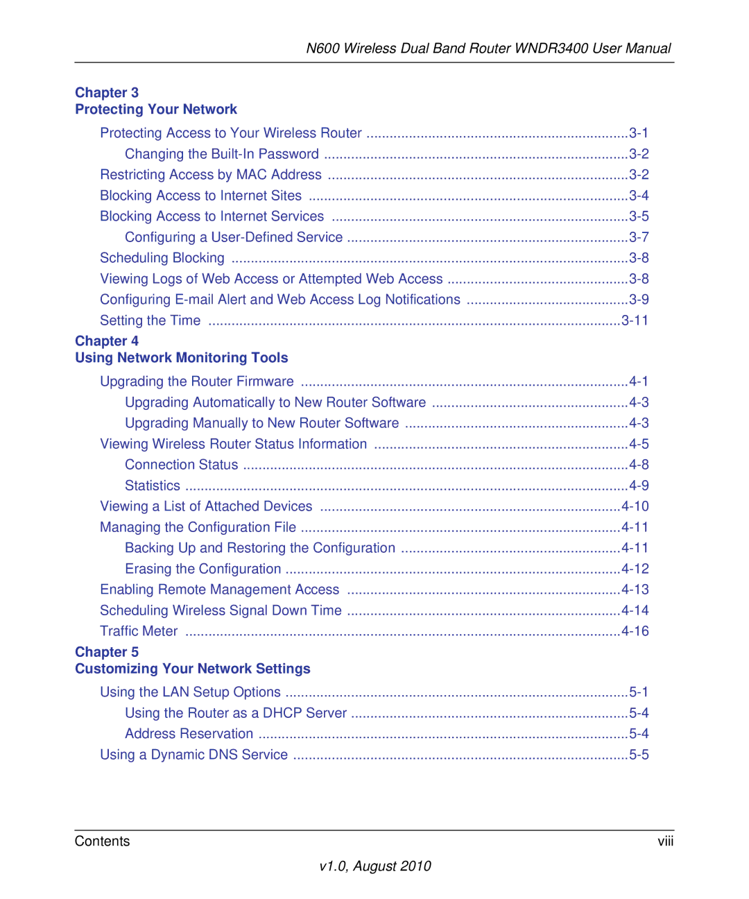 NETGEAR WNDR3400 user manual Chapter Protecting Your Network 