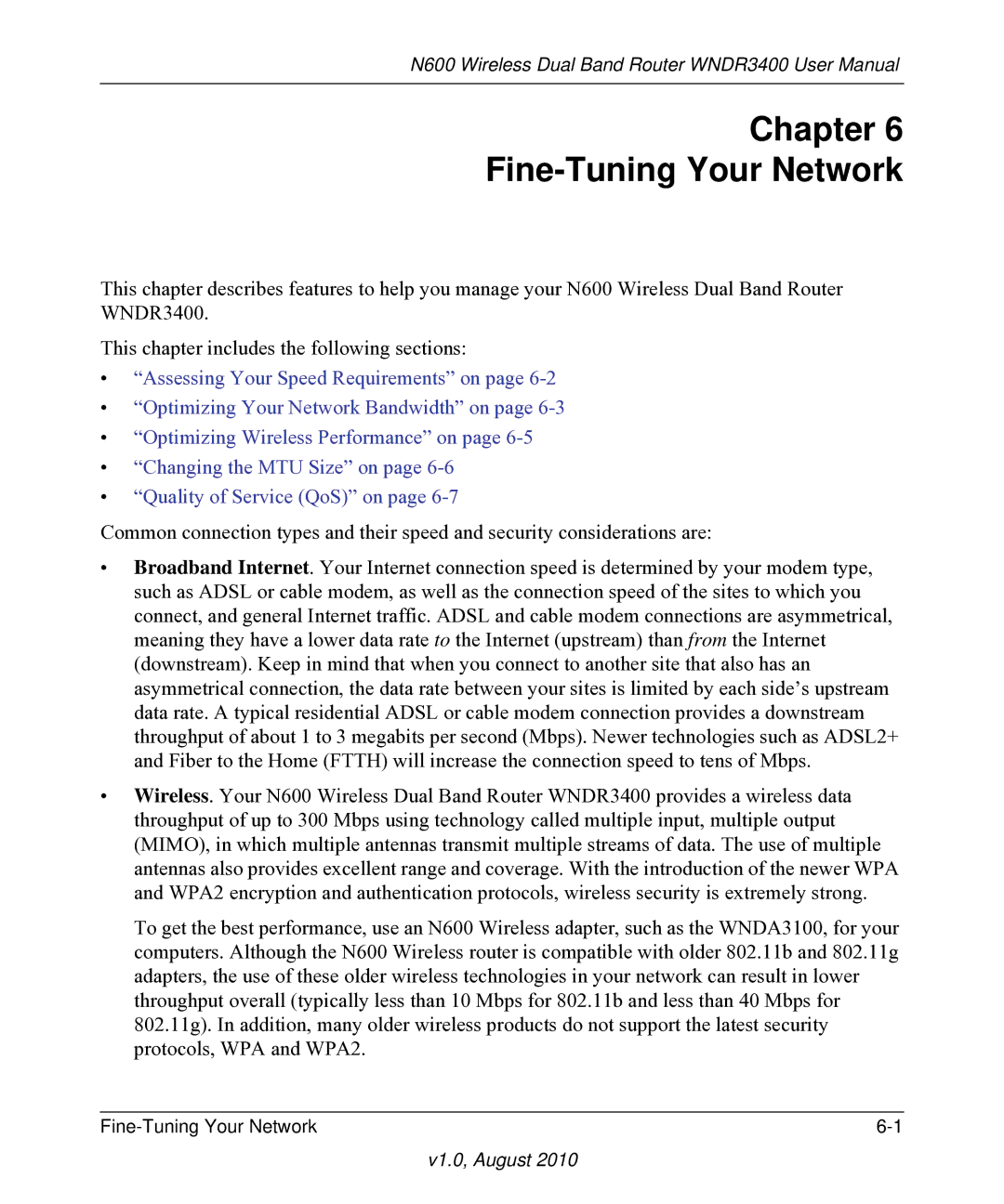 NETGEAR WNDR3400 user manual Chapter Fine-Tuning Your Network 