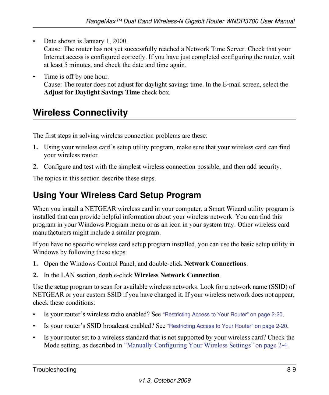 NETGEAR WNDR3700-100NAS user manual Wireless Connectivity, Using Your Wireless Card Setup Program 