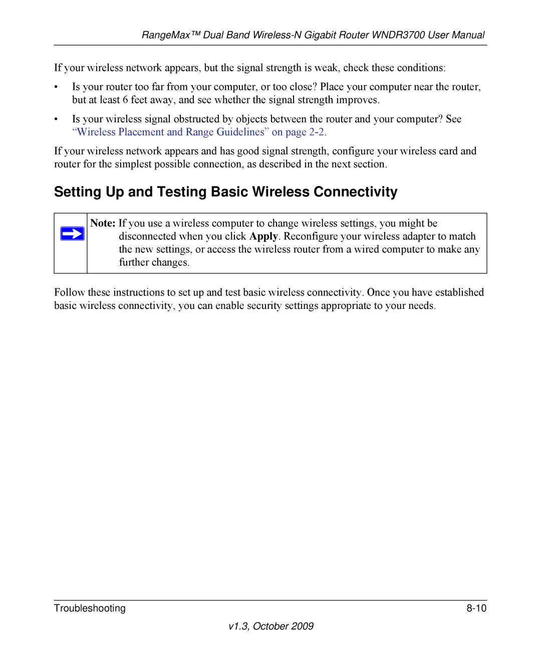 NETGEAR WNDR3700-100NAS user manual Setting Up and Testing Basic Wireless Connectivity 