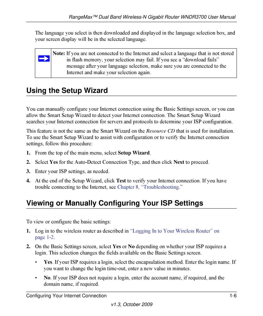 NETGEAR WNDR3700-100NAS user manual Using the Setup Wizard, Viewing or Manually Configuring Your ISP Settings 