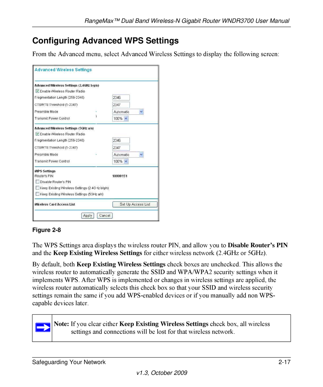 NETGEAR WNDR3700-100NAS user manual Configuring Advanced WPS Settings 