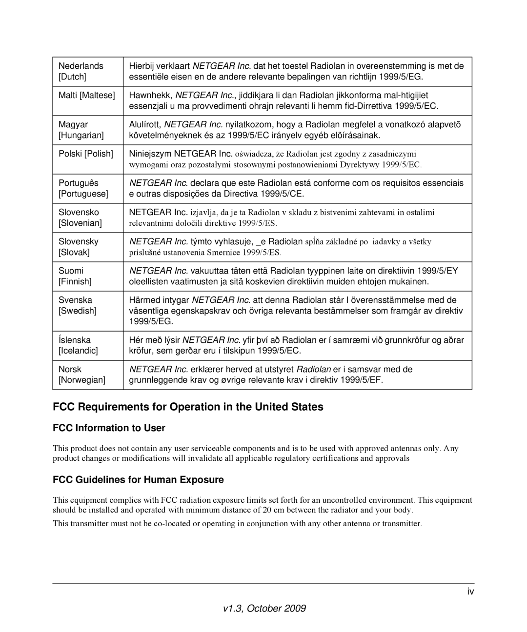 NETGEAR WNDR3700-100NAS user manual FCC Requirements for Operation in the United States, FCC Information to User 