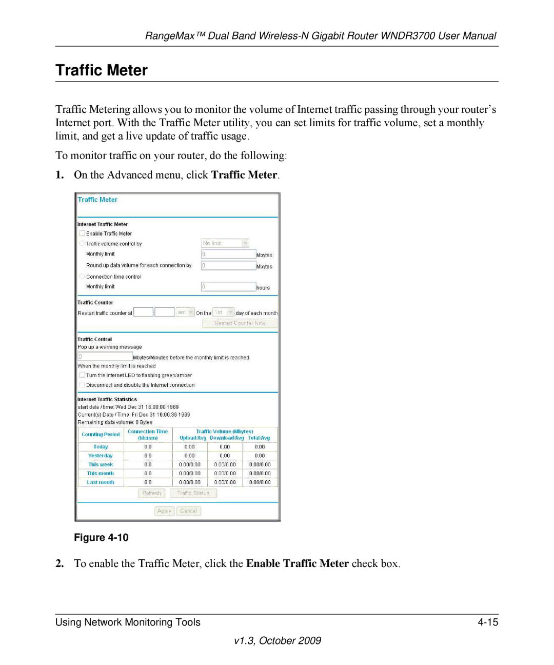 NETGEAR WNDR3700-100NAS user manual Traffic Meter 