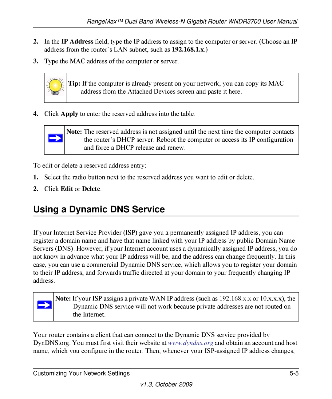 NETGEAR WNDR3700-100NAS user manual Using a Dynamic DNS Service 