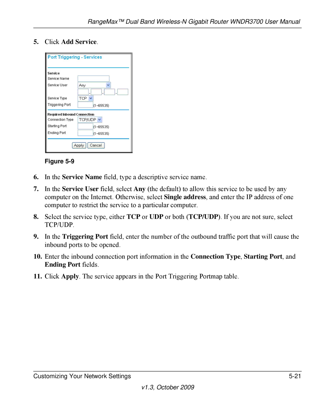 NETGEAR WNDR3700-100NAS user manual Click Add Service 