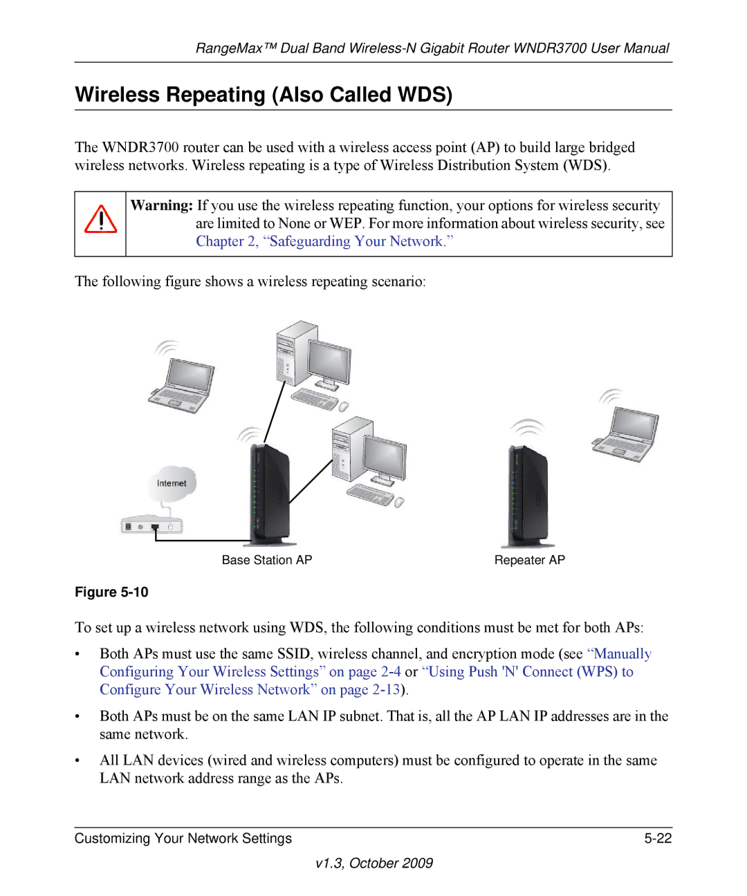 NETGEAR WNDR3700-100NAS user manual Wireless Repeating Also Called WDS 