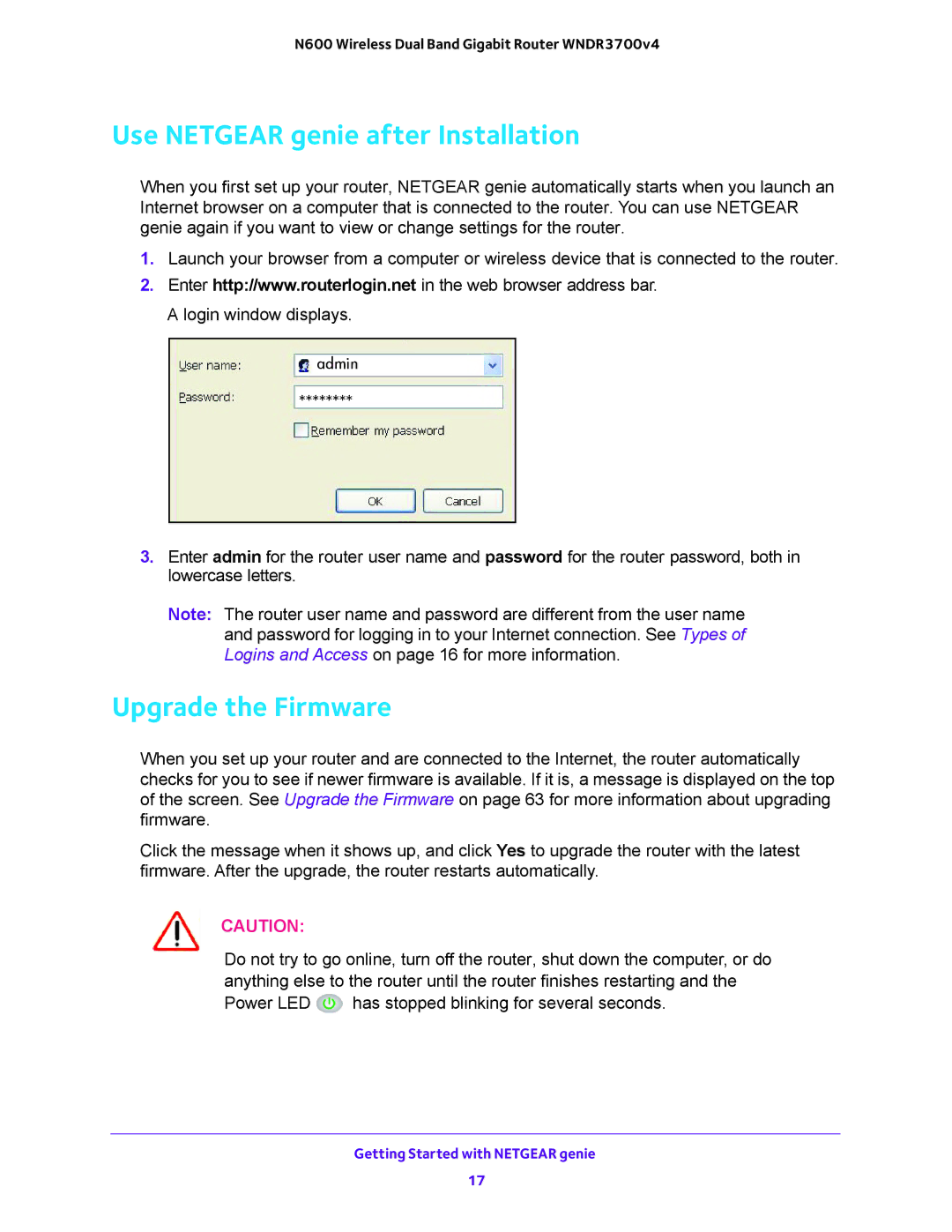 NETGEAR WNDR3700 user manual Use Netgear genie after Installation, Upgrade the Firmware 