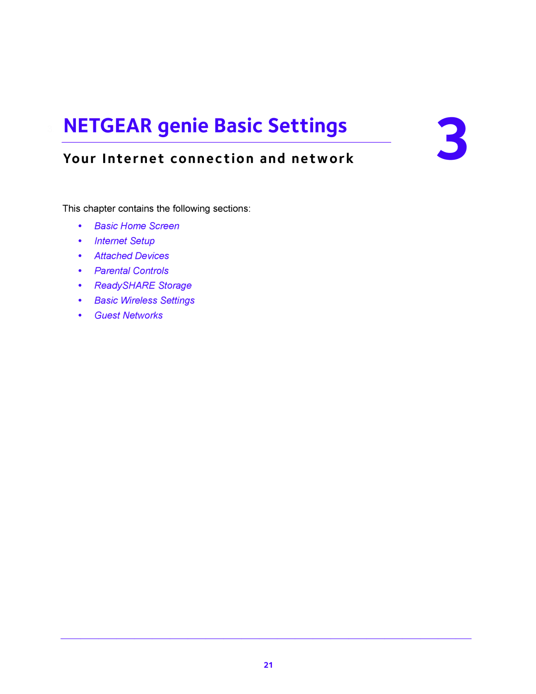 NETGEAR WNDR3700 user manual Netgear genie Basic Settings, Your Internet connection and network 