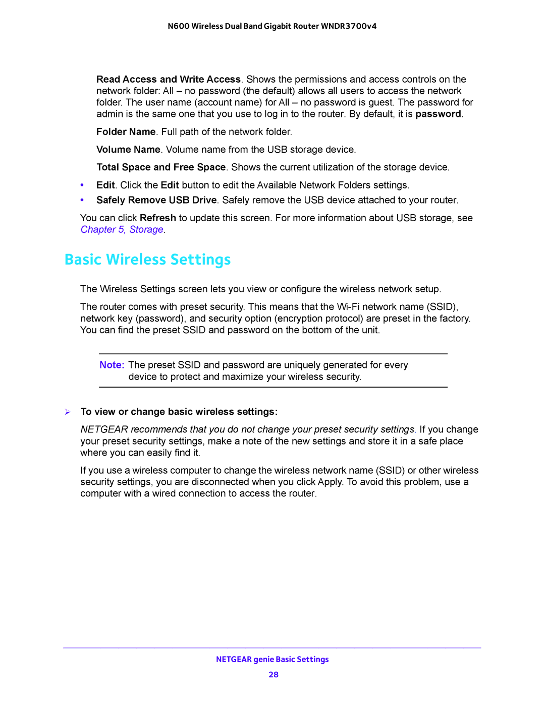 NETGEAR WNDR3700 user manual Basic Wireless Settings,  To view or change basic wireless settings 