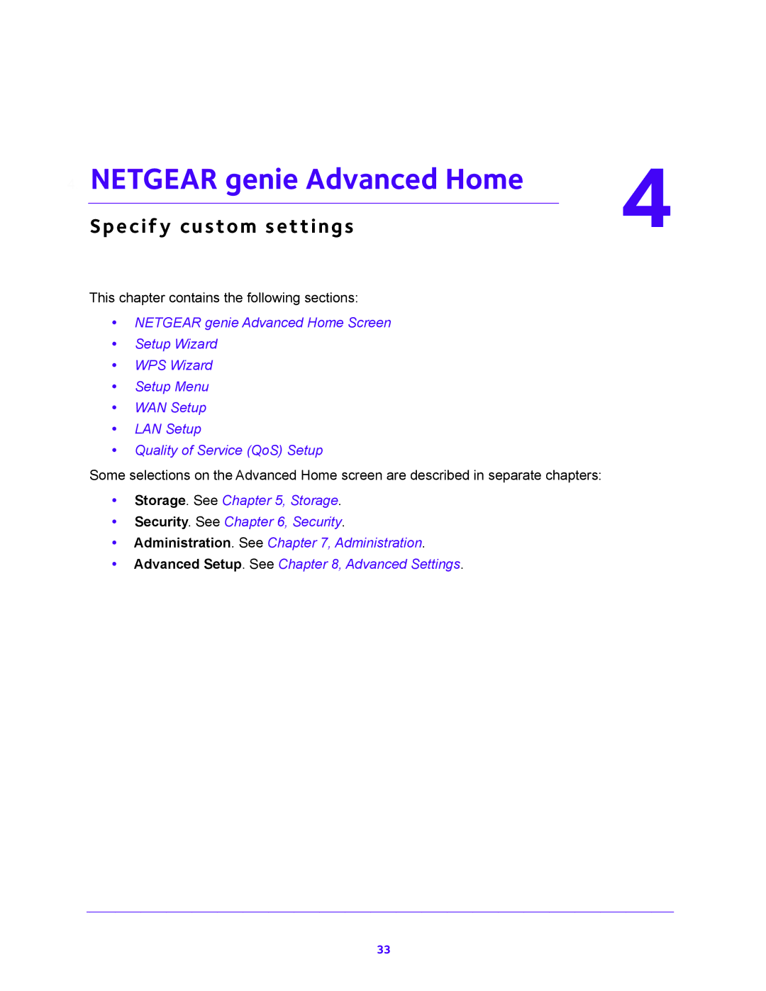 NETGEAR WNDR3700 user manual Netgear genie Advanced Home, Specify custom settings 