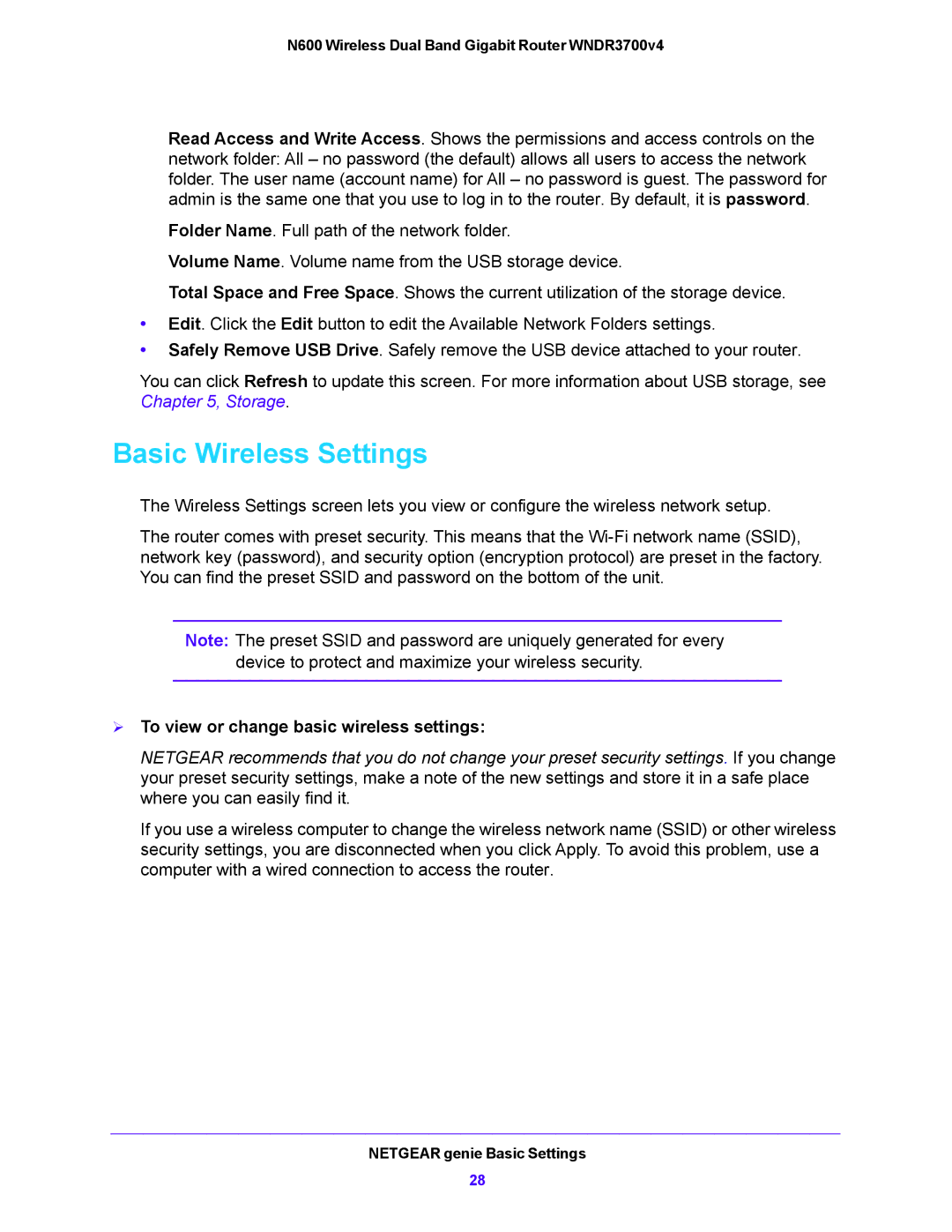 NETGEAR WNDR3700V4 user manual Basic Wireless Settings,  To view or change basic wireless settings 