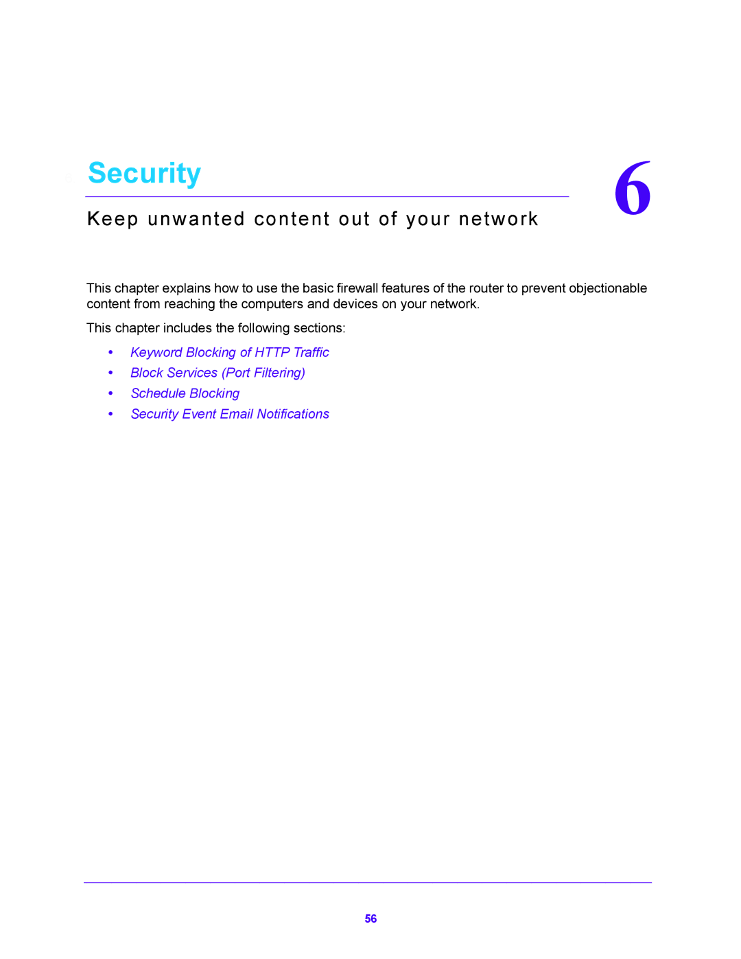 NETGEAR WNDR3700V4 user manual Security, Keep unwanted content out of your network 