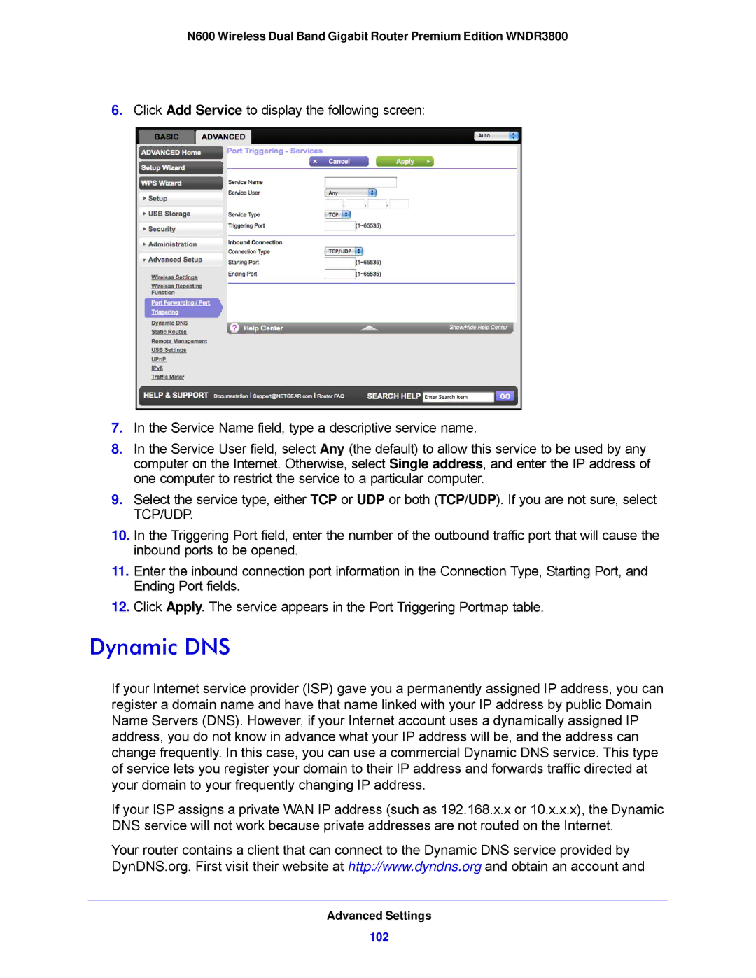 NETGEAR WNDR3800-100NAS user manual Dynamic DNS 