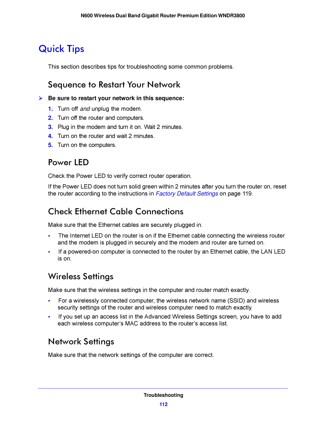 NETGEAR WNDR3800-100NAS user manual Quick Tips 