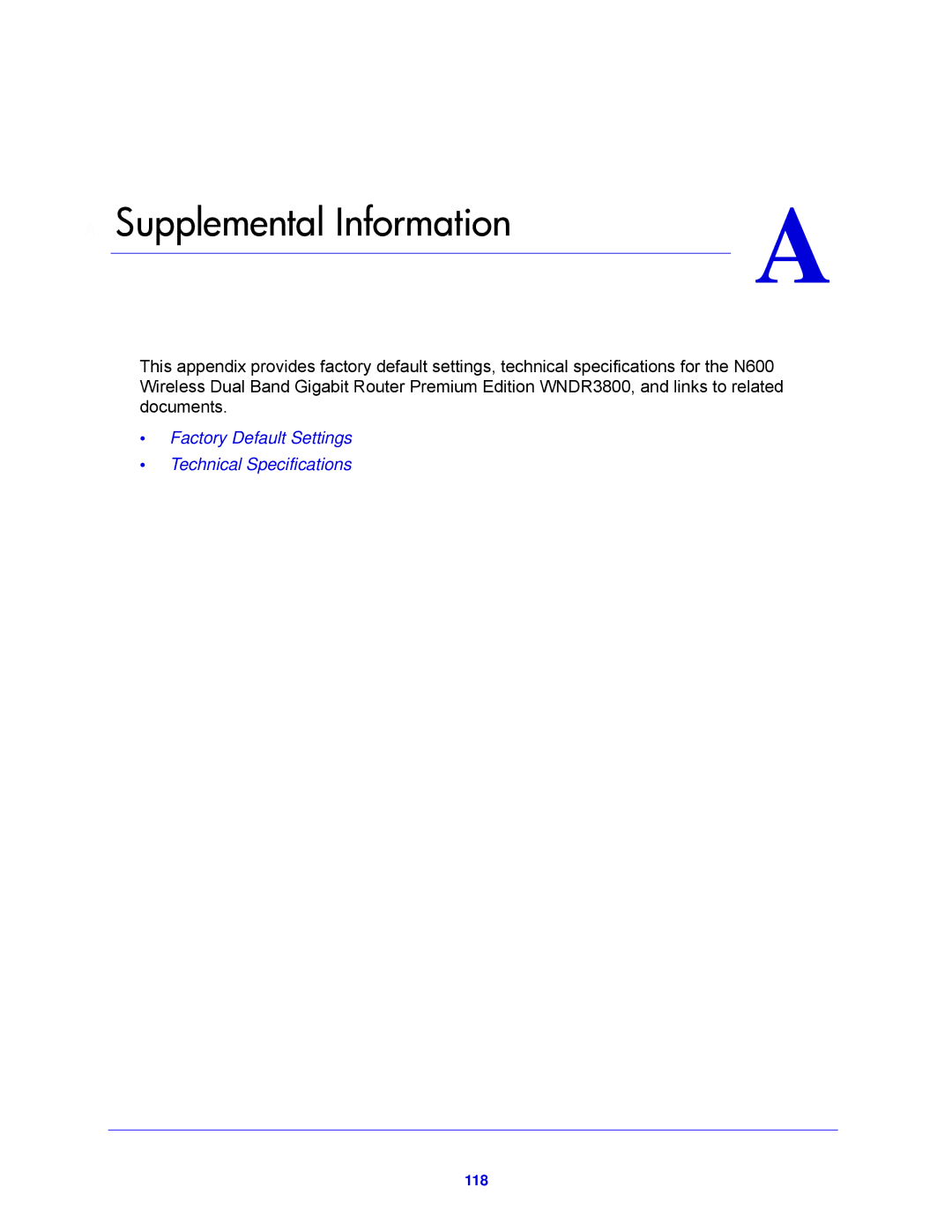 NETGEAR WNDR3800-100NAS user manual Supplemental Information 