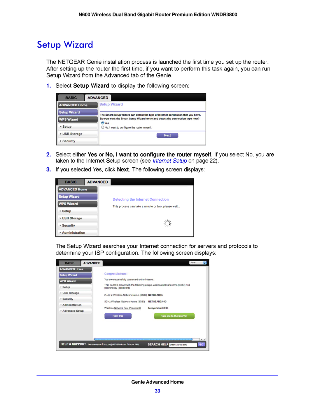 NETGEAR WNDR3800-100NAS user manual Setup Wizard 