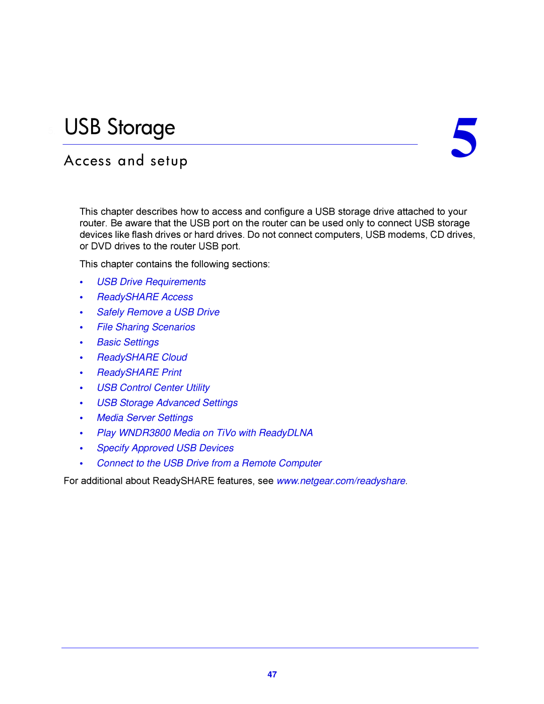 NETGEAR WNDR3800-100NAS user manual USB Storage 