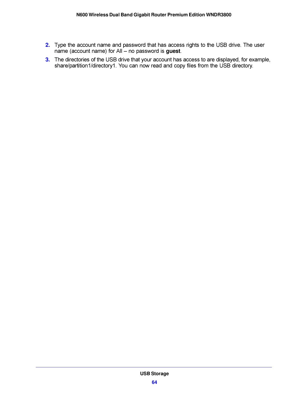 NETGEAR WNDR3800-100NAS user manual USB Storage 