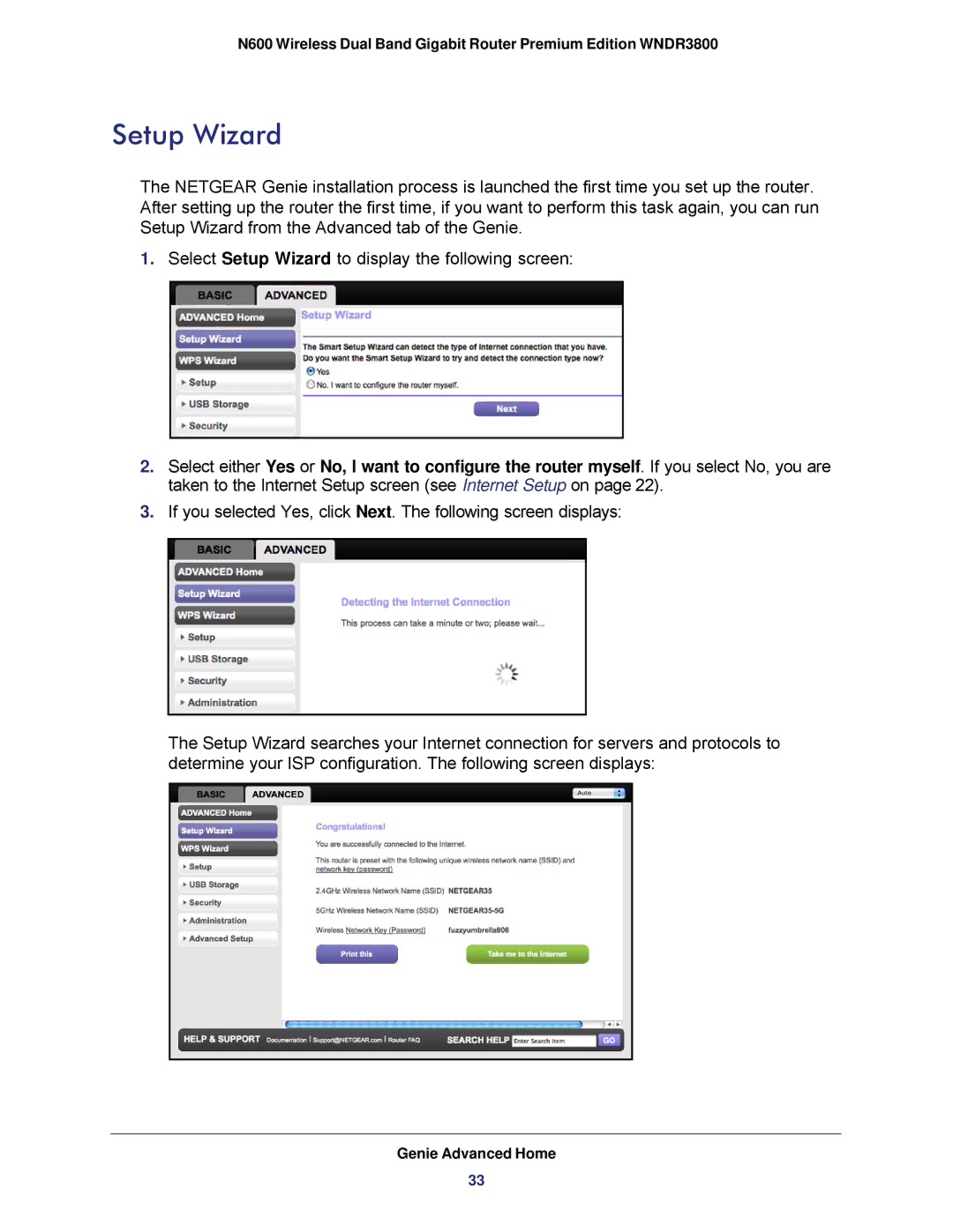 NETGEAR WNDR3800 user manual Setup Wizard 