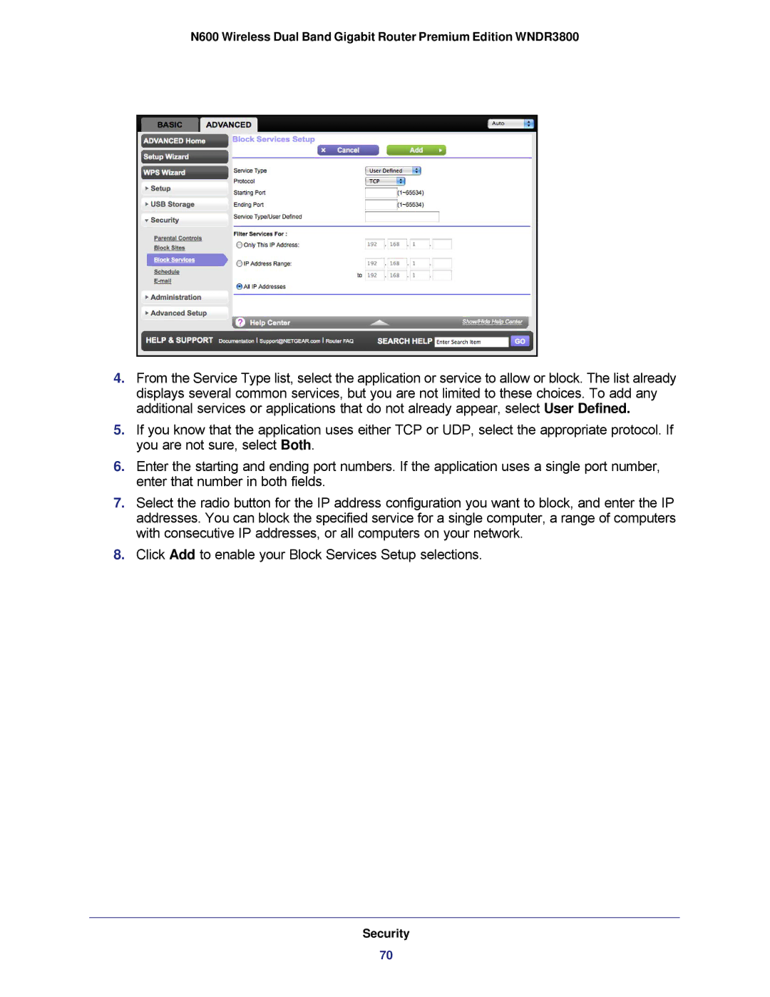 NETGEAR WNDR3800 user manual Security 