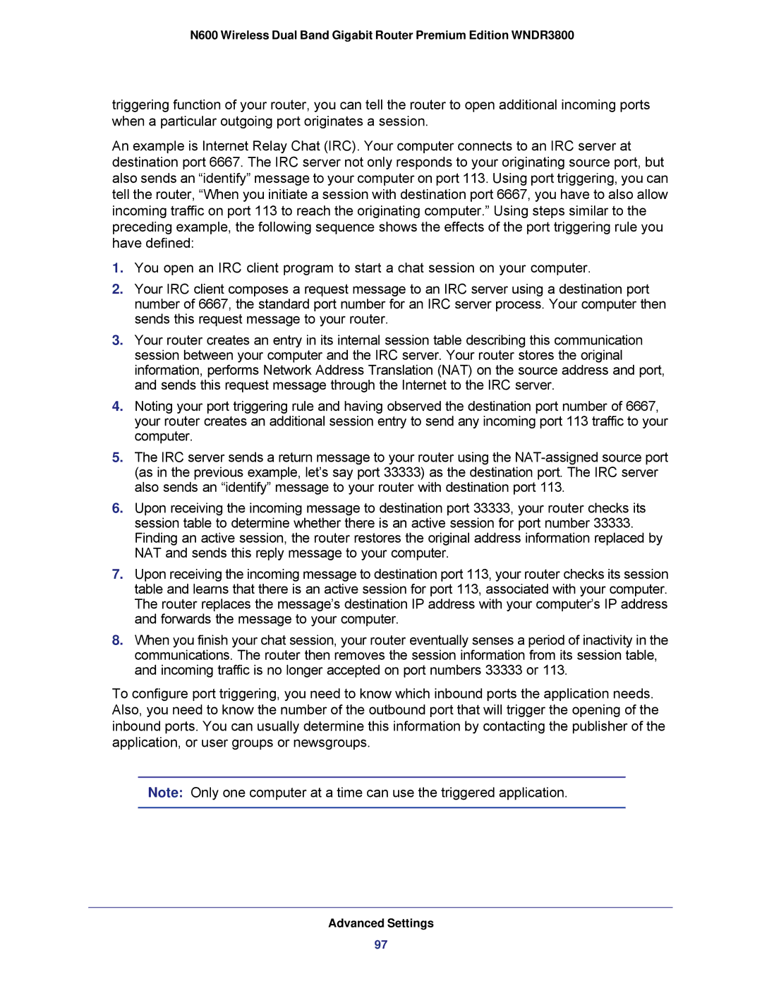 NETGEAR WNDR3800 user manual Advanced Settings 