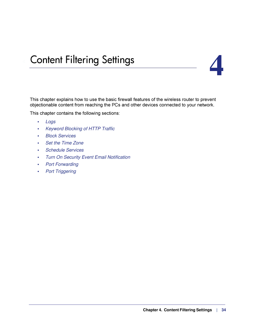 NETGEAR WNDR4000, N750 user manual Content Filtering Settings 