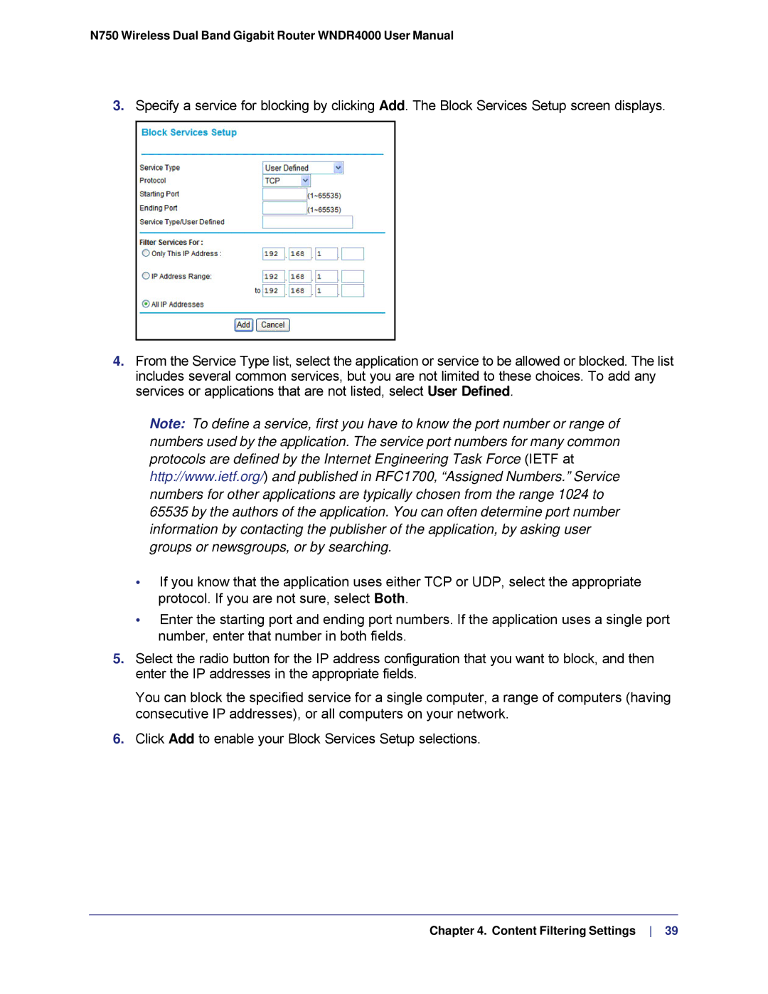 NETGEAR N750, WNDR4000 user manual Content Filtering Settings 