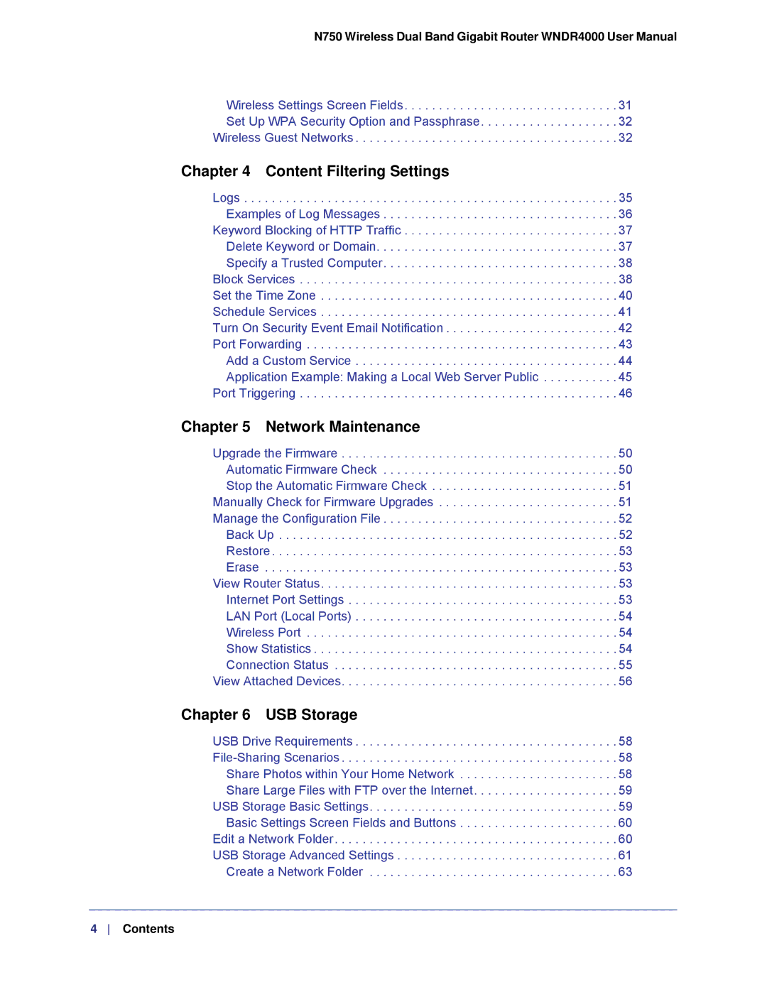 NETGEAR WNDR4000, N750 user manual Content Filtering Settings 